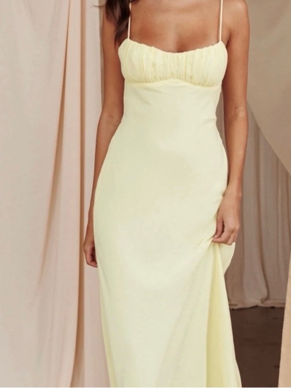 Nerida Twist/Open Back Maxi Dress - Lemon, Size Small